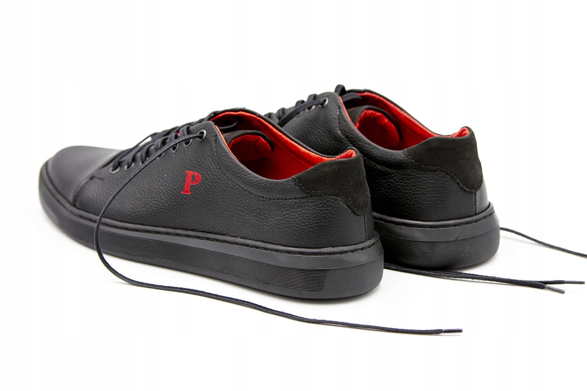 Buty męskie skóra casual black od dobrebutypl Rozmiar 40