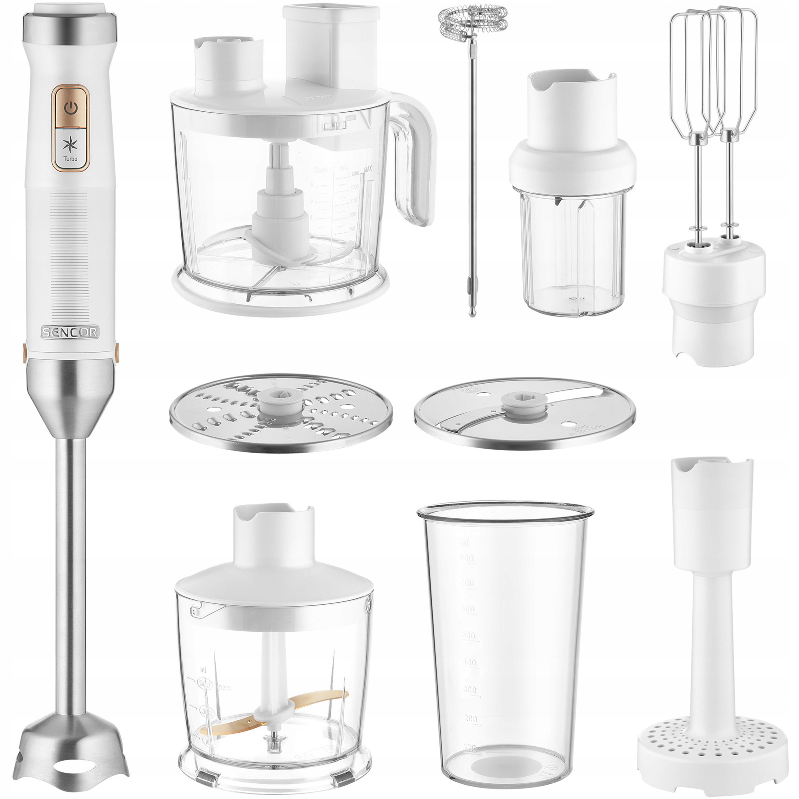 Blender Ręczny Pionowy Sencor Shb 6551WH 10w1 1500W Mocny Wytrzymały Silnik