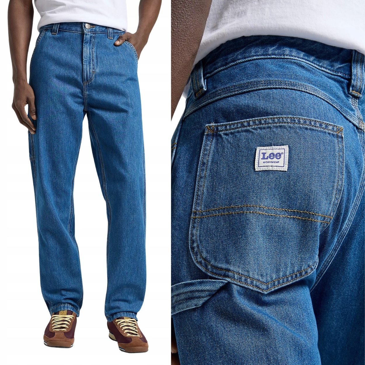 Lee Carpenter Mid Shade Workwear volné džínové kalhoty bez streče W33 L34