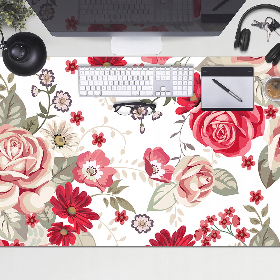 

Mata na biurko Czerwone kwiaty Deskmat 100x50 cm