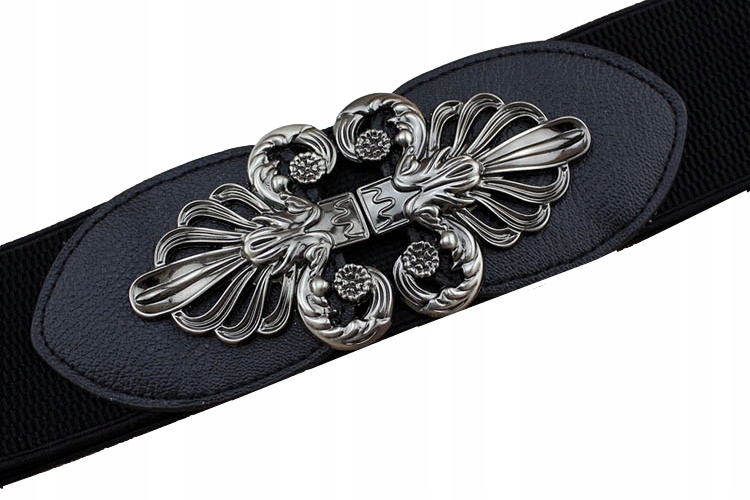 Pásek Černý Dámský Elastický Ozdobná Spona Kožený Široký Univerzální