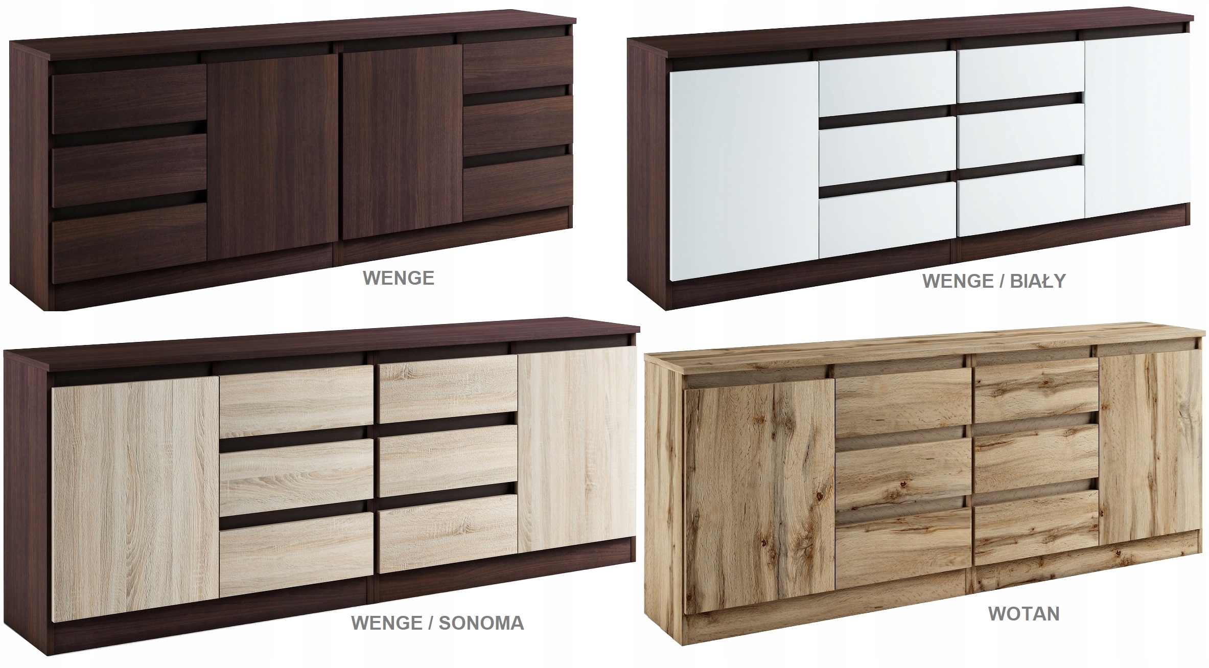 028-011 KOMODA/ZESTAW B2d6s/200cm - BIAŁY Kolekcja 028