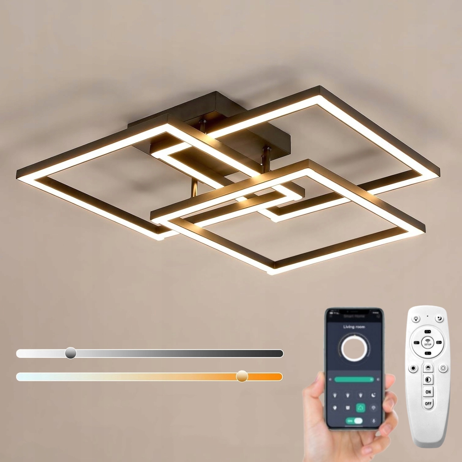 stropní svítidlo Led Čtverec Lustr AjieQaQ S Dálkový Ovladač Černá Moderní 40W