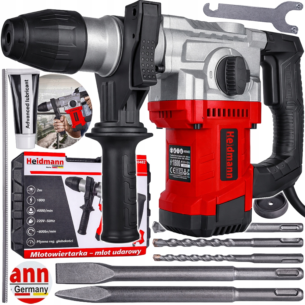 Młot Udarowy Młotowiertarka Wiertarka Sds Plus Walizka Dłuta Wiertła 1800W