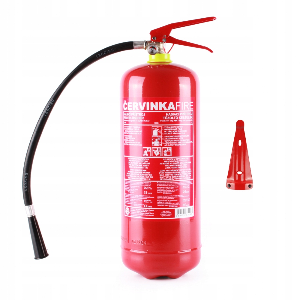Hasicí přístroj práškový 6kg s revizí (34A/183B/C, s revizí, vhodný ke kola