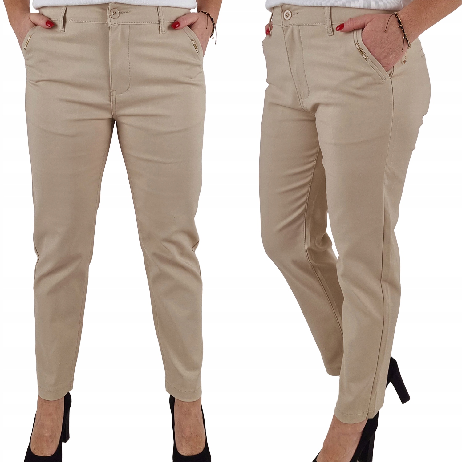 Spodnie Damskie Cygaretki Rurki 7/8 Plus Size