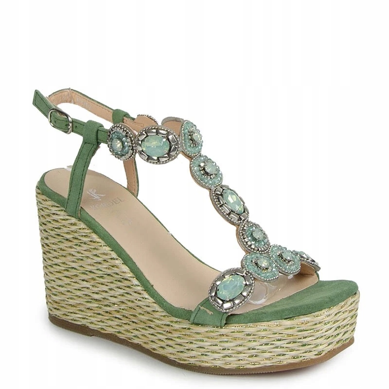 Kordel 2490 Zelené Kožené Sandály S Ozdobnými Kamínky 38