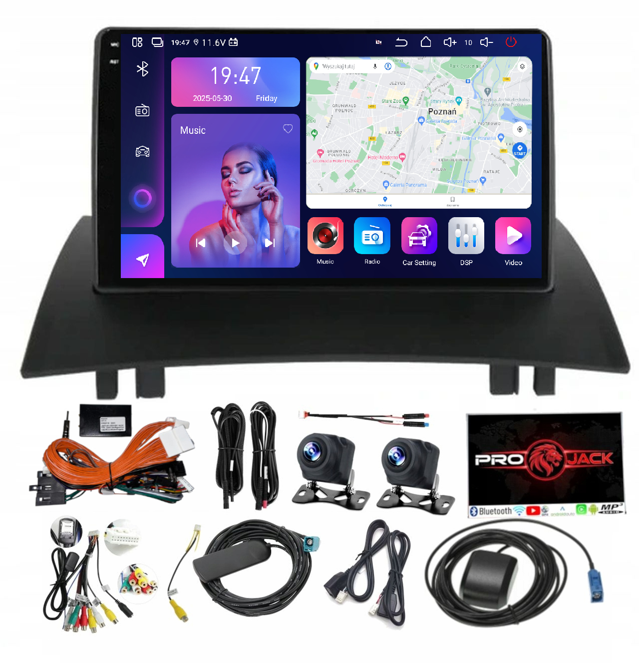 Rádio Android Renault Megane 2002-09 Carplay Wifi Usb 8/256GB Modem Sim