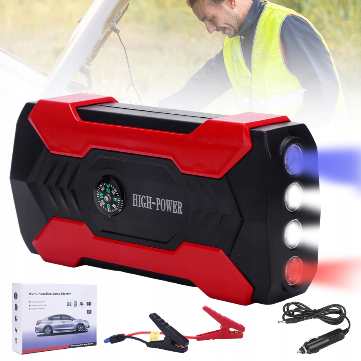 Startér Do Auta Startovací Powerbanka LCD displej S Led Světlem