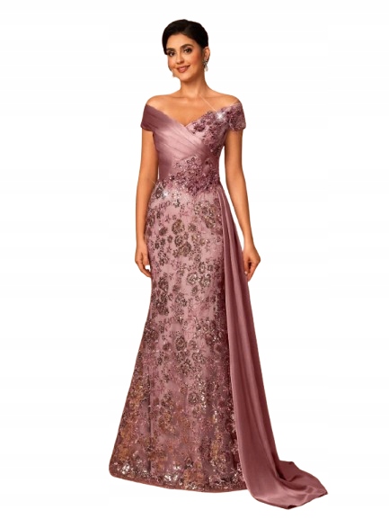 Shein Růžové Šaty S Flitry Na Odhalená Ramena 44 1KF