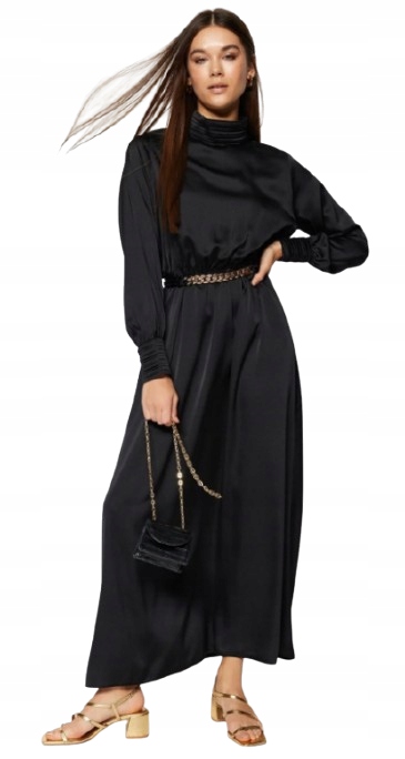 Trendyol Černá Šaty S Rolákem A Řetízkem 40 5AB