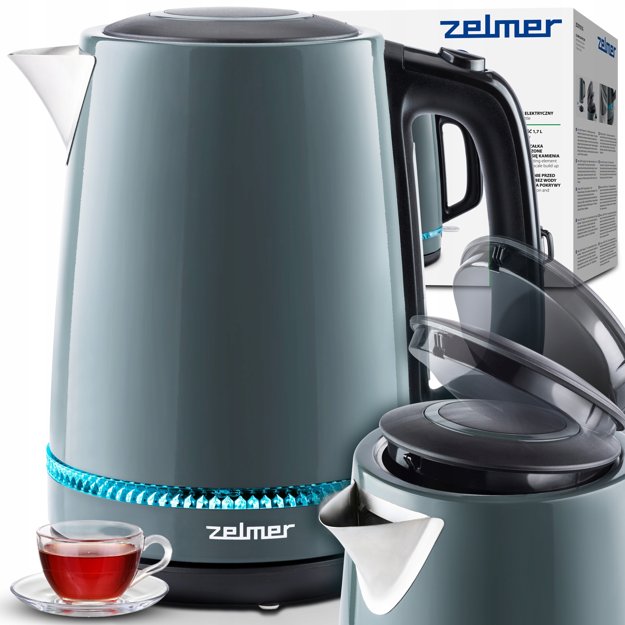 Czajnik Elektryczny Zelmer Bezprzewodowy Stal Nierdzewna Mocny 1,7L 2200W