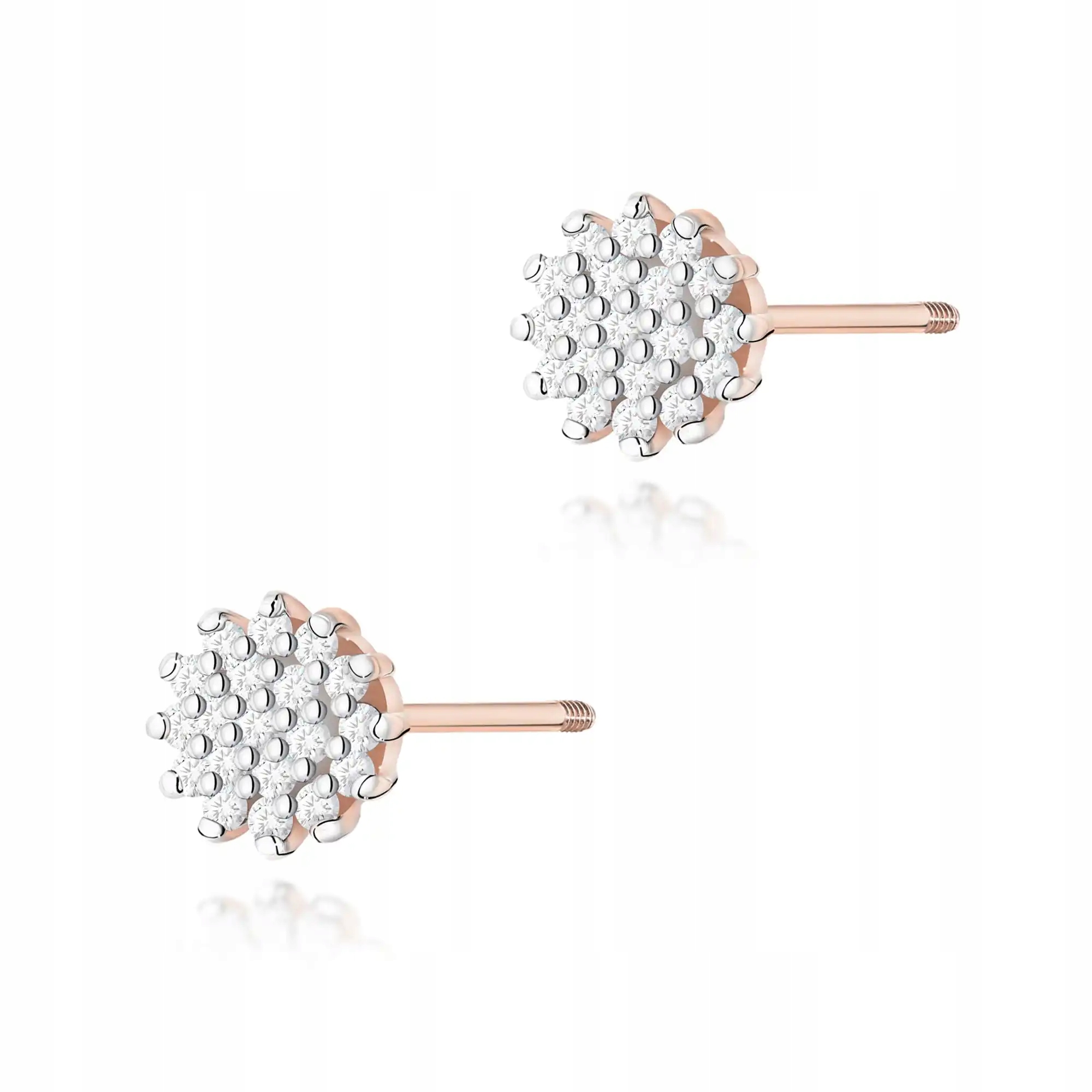 Náušnice zlaté pro ženu 585 s diamanty růžové zlato efektní pro maminku