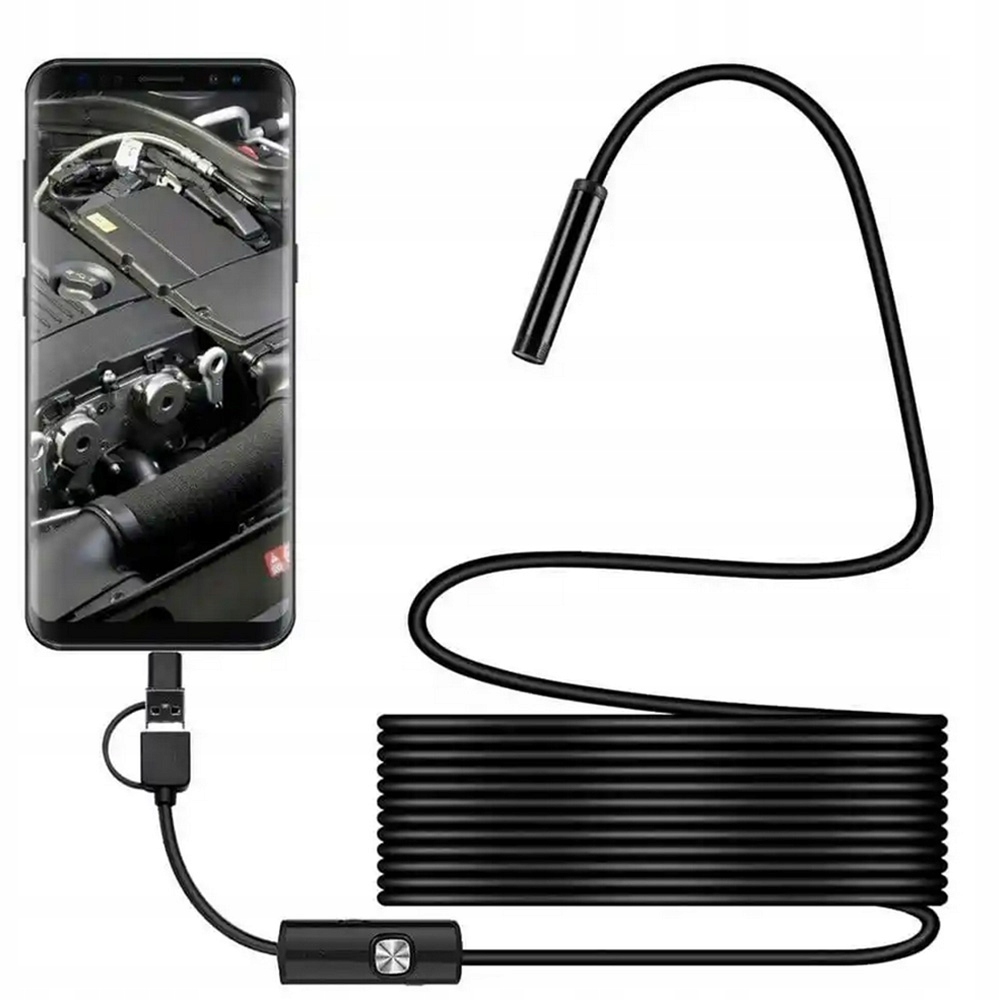 ENDOSKOP KAMERA INSPEKCYJNA LED NA TEL ANDROID USB-C DO RUR, ŚCIAN, WĘŻY 5m