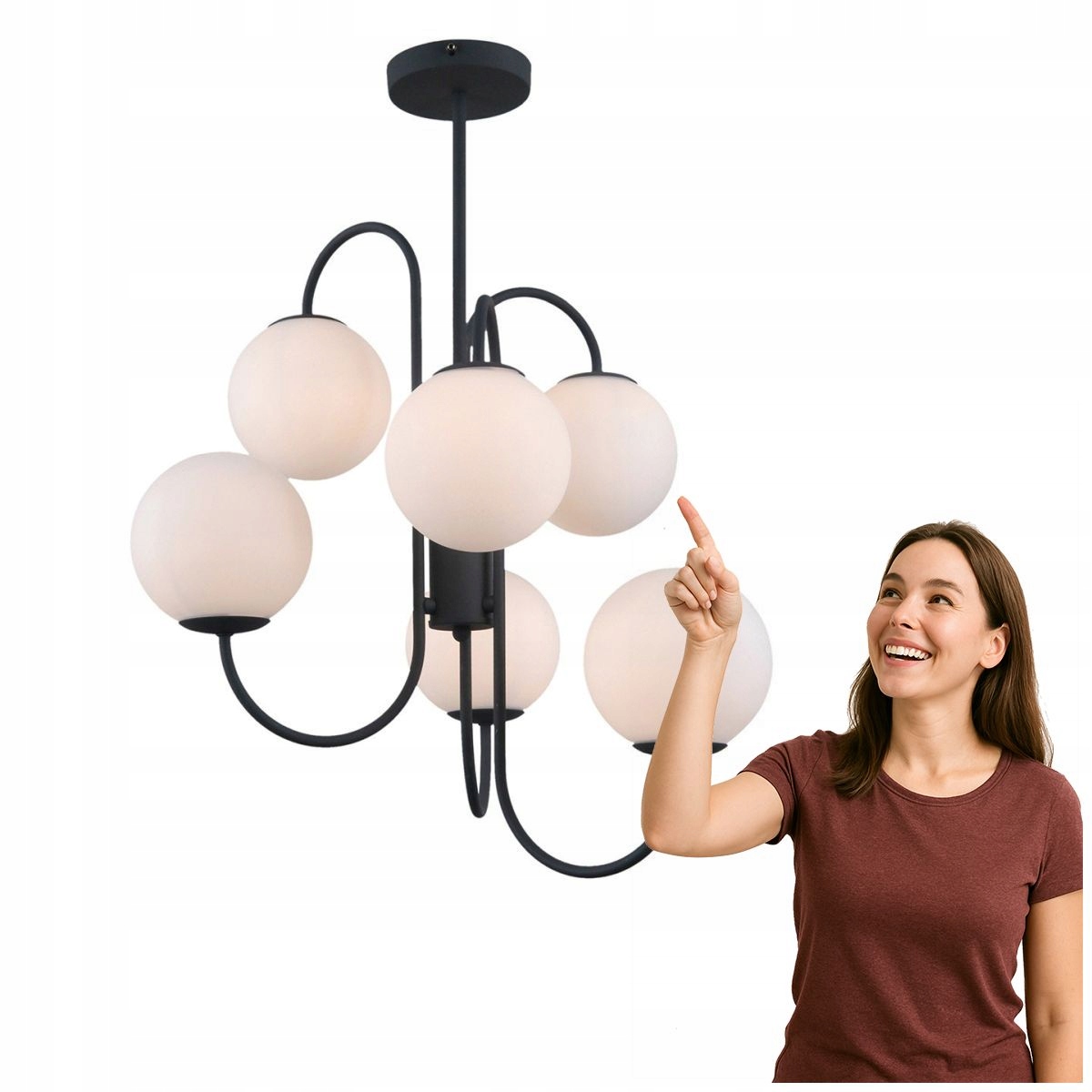 Led luster Gela čierny 6-ramenný, industriálny Italux