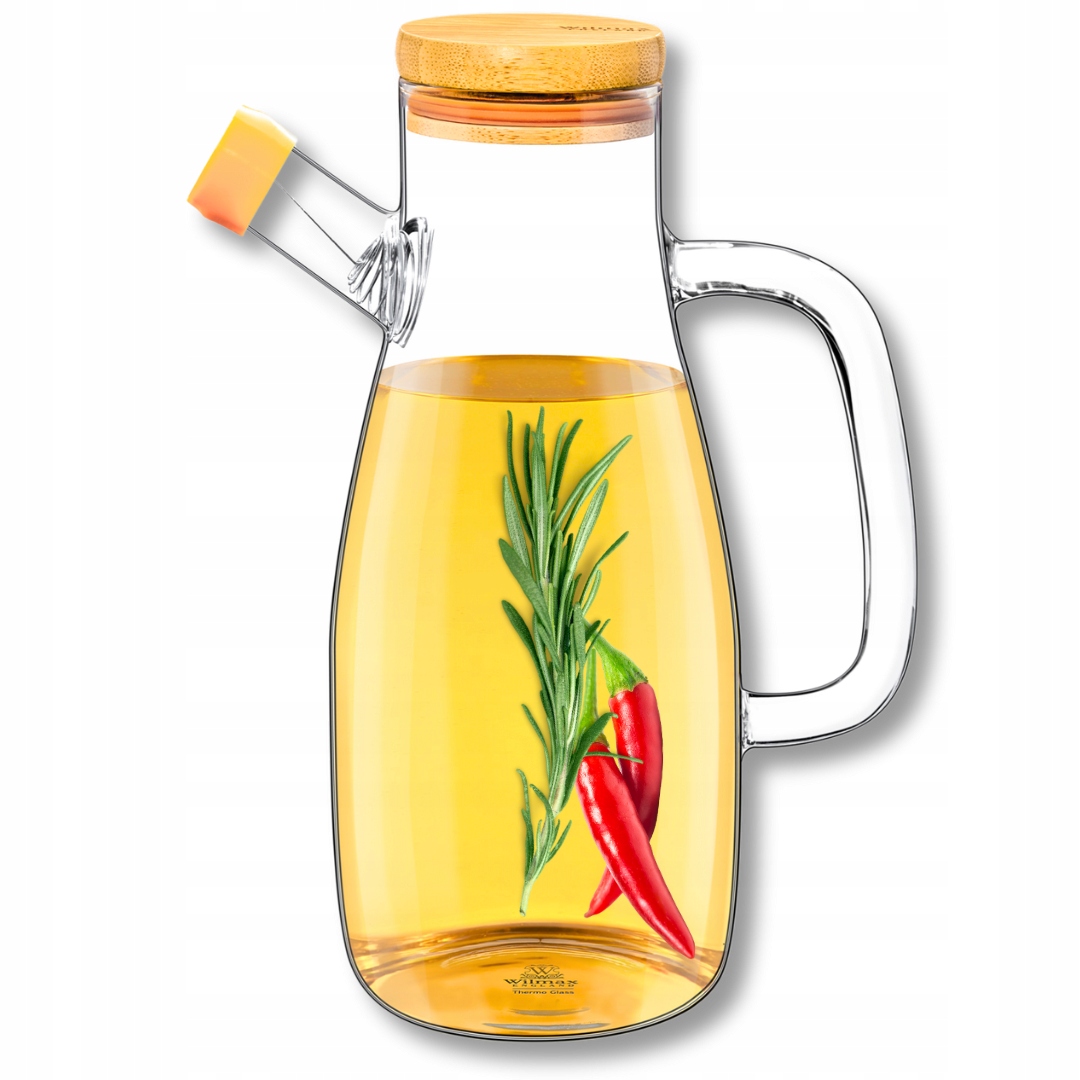 Skleněná láhev na olej s bambusovým víčkem Wilmax 1000 ml