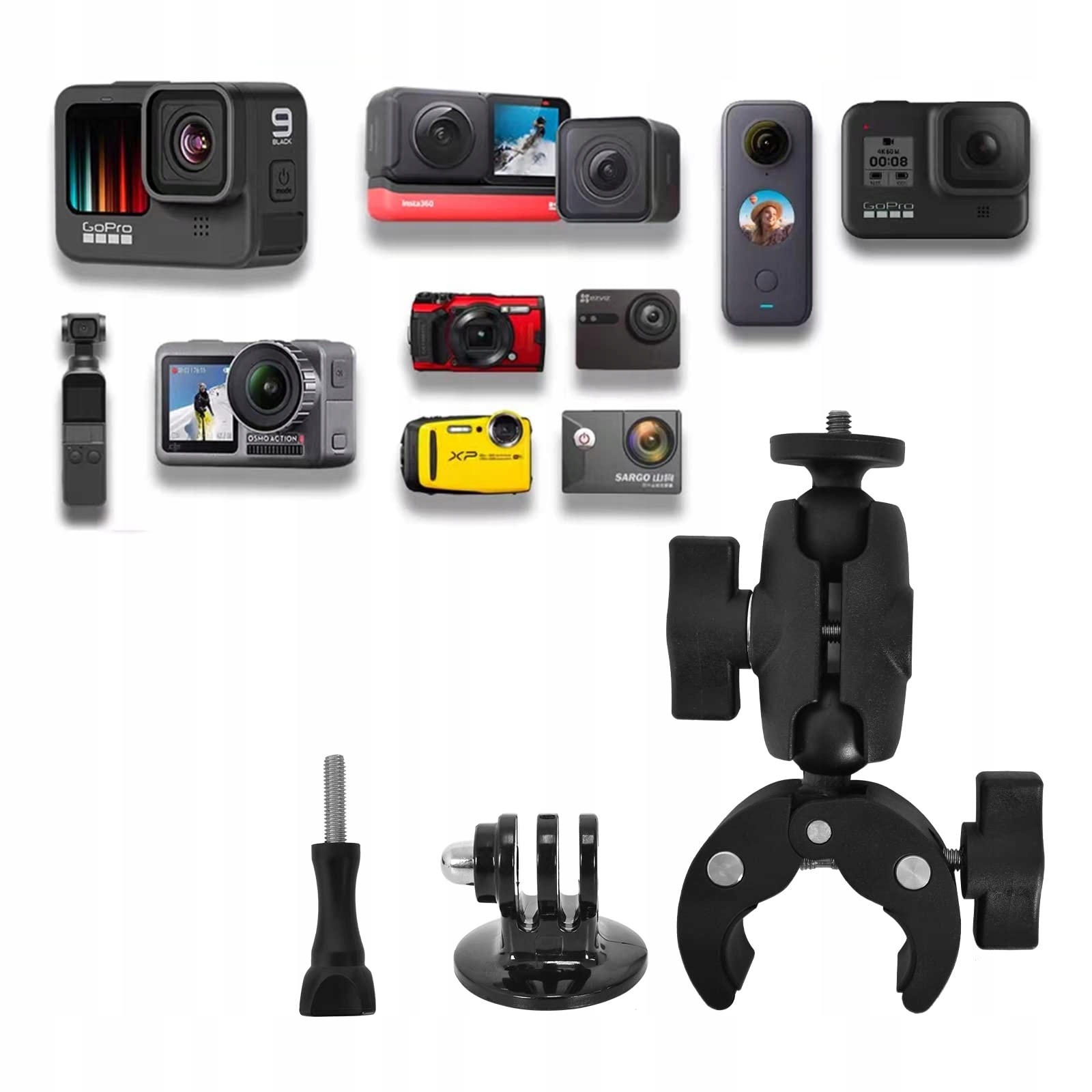 Mini Magic Arm Z Clamp Do Kamer Sportowych Motocykl Rower 360° ZIMOER — miniatura 8