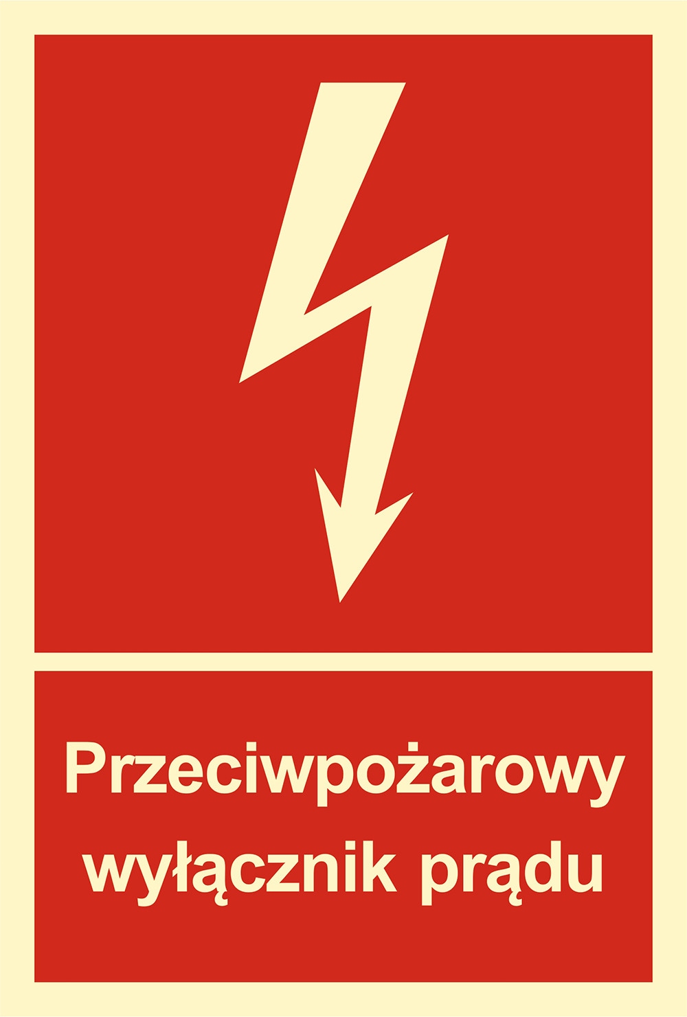 

Przeciwpożarowy Wyłącznik Prądu znak 10x13,5cm