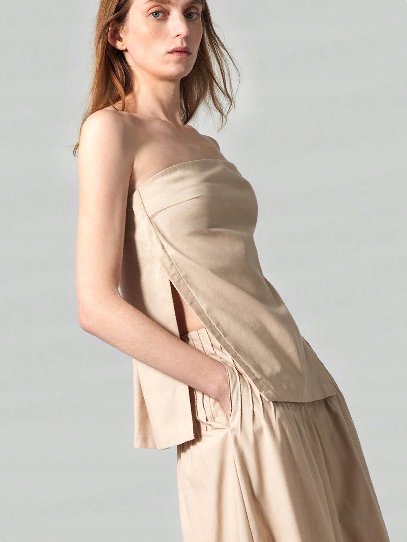 Komplet Sukní Letní Halenka Každodenní Béžová Prázdninová L 40