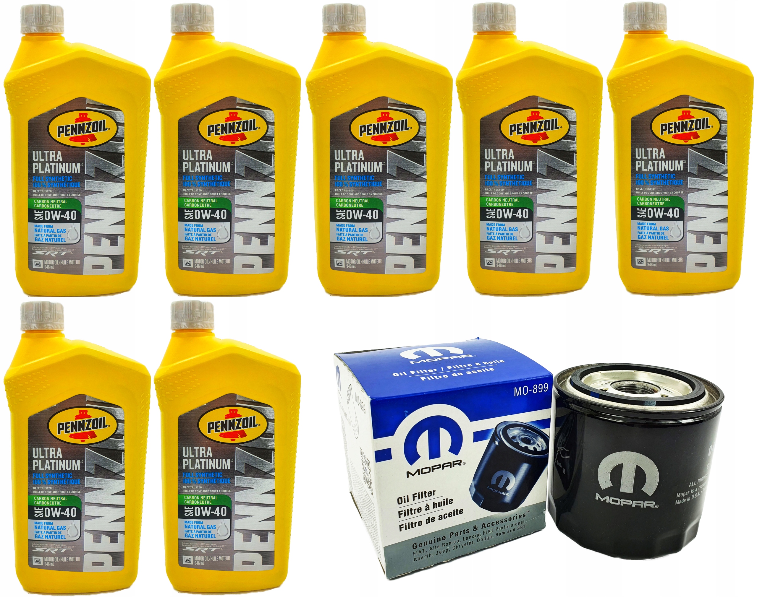 Pennzoil 0W40 7L Zestaw Olej Pennzoil 0W40 Srt Dodge 6.4 Filtr