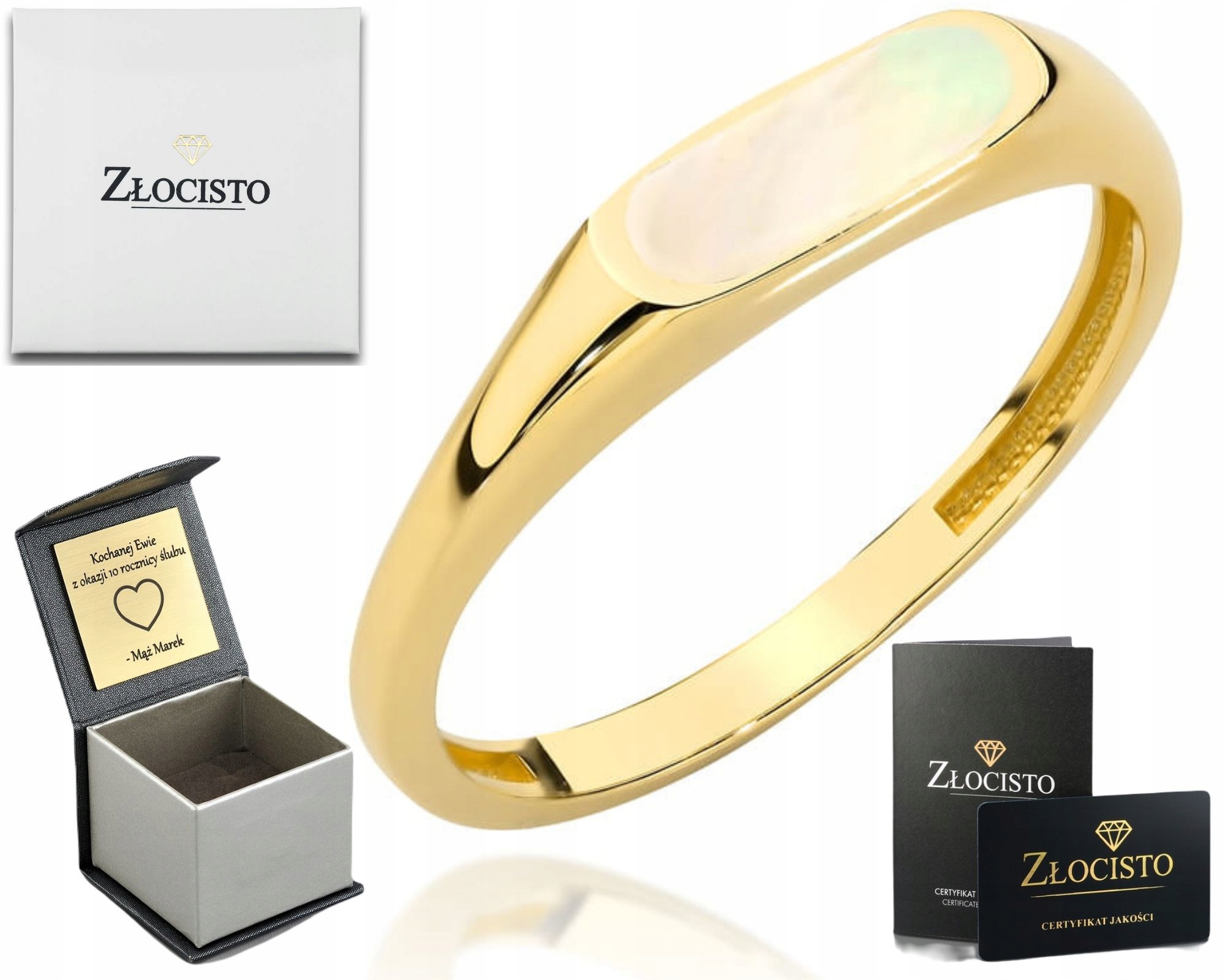 Prstýnek Prsten S Perleťí, Dárek Gravírování Dárkový Náramek Ryzost 585 14K