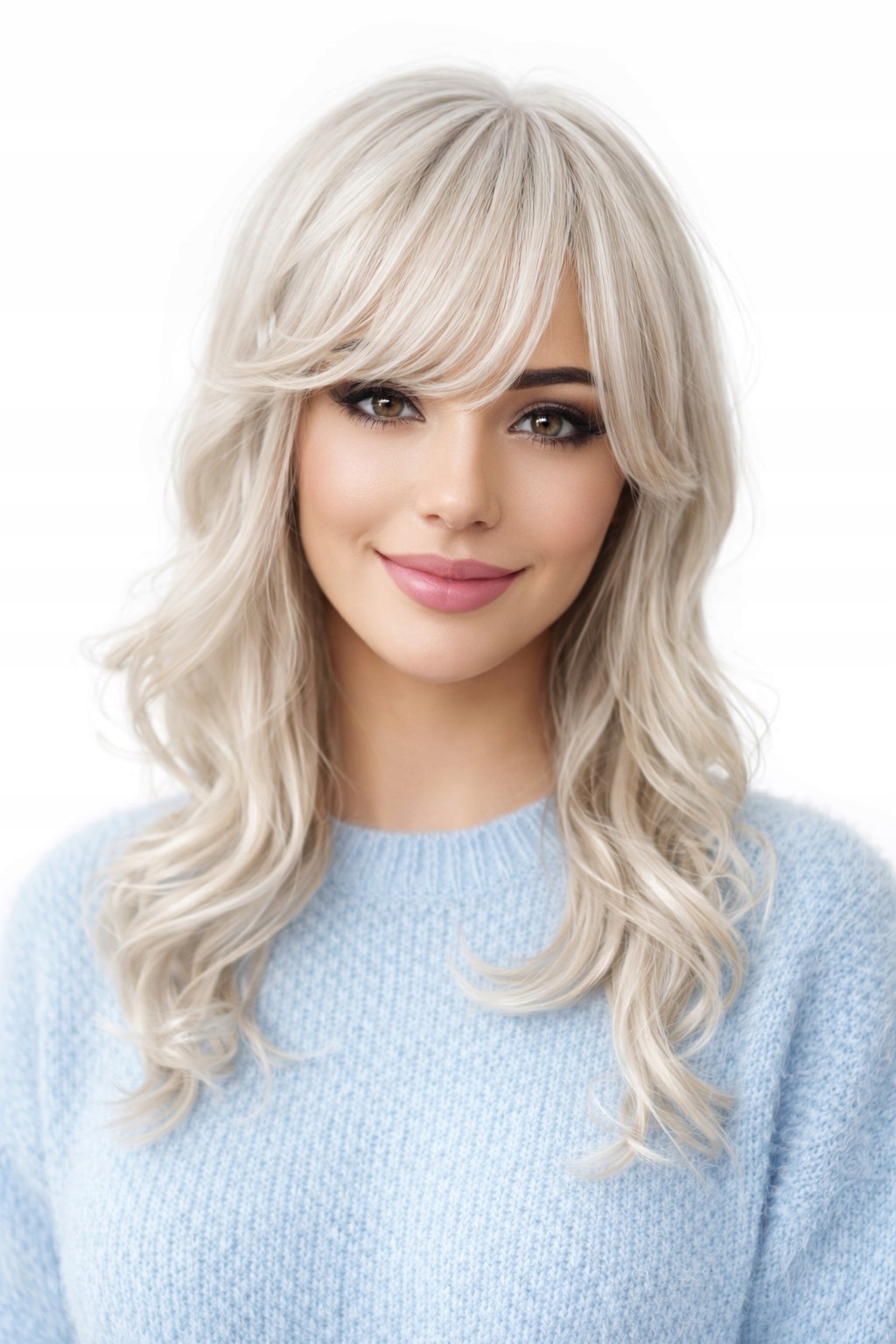 Dlouhá vlnitá paruka s ofinou 48 cm platinová blond Nesesaja salon paruk