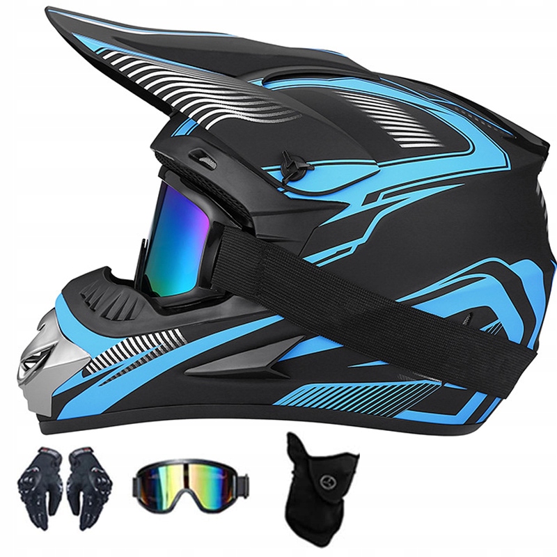KASK MOTOCYKLOWY DZIECIĘCY ENDURO QUADA Z GOGLAMI rękawica multi-style