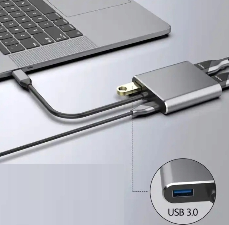 ADAPTER 4w1 HDMI 4K VGA HUB USB-C USB 3.0 PD Marka Inna