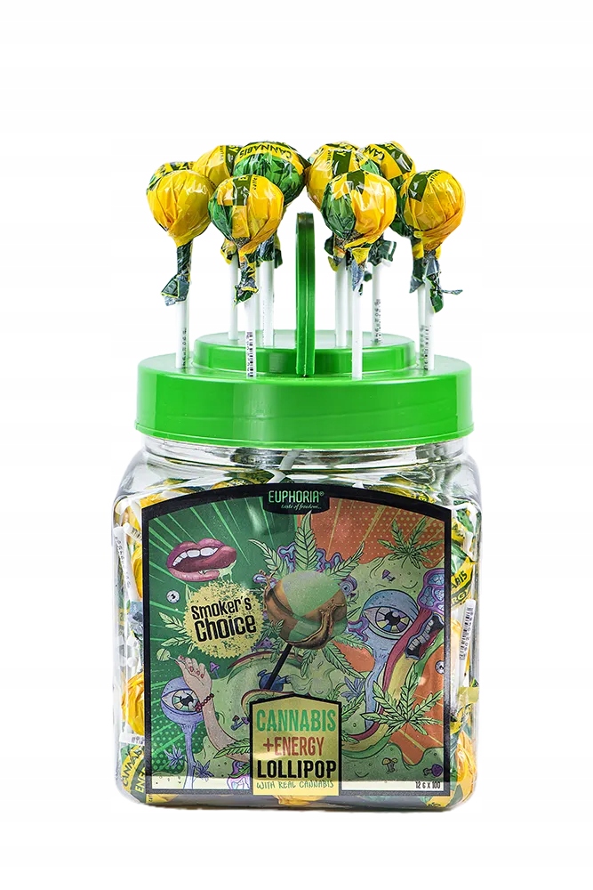 Levně Euphoria konopné lízátka Energy v dóze, příchuť konopí (100 x 12 g)