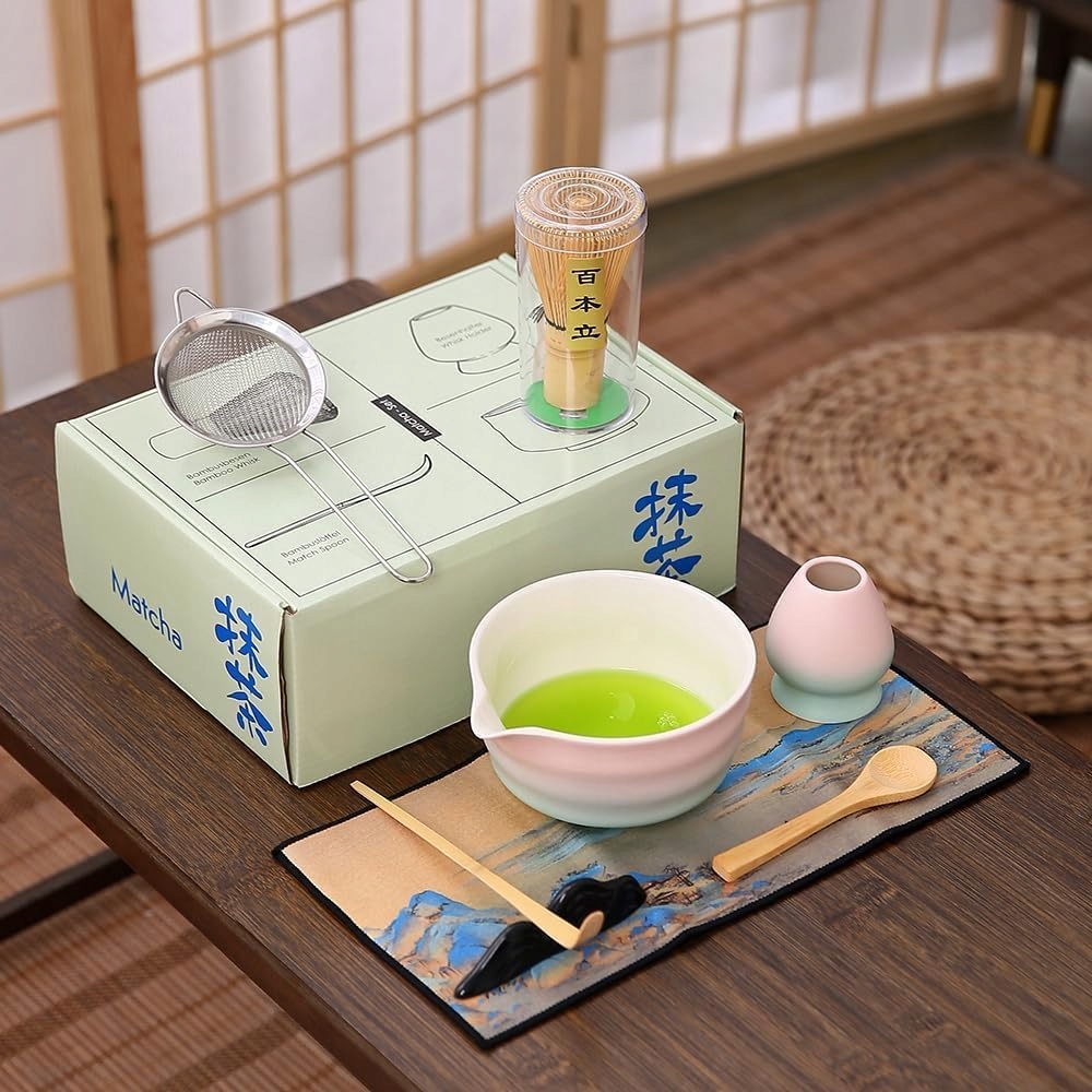 Dovanų matcha rinkinys 8 vnt. su chashaku šaukšteliu ir sieteliu