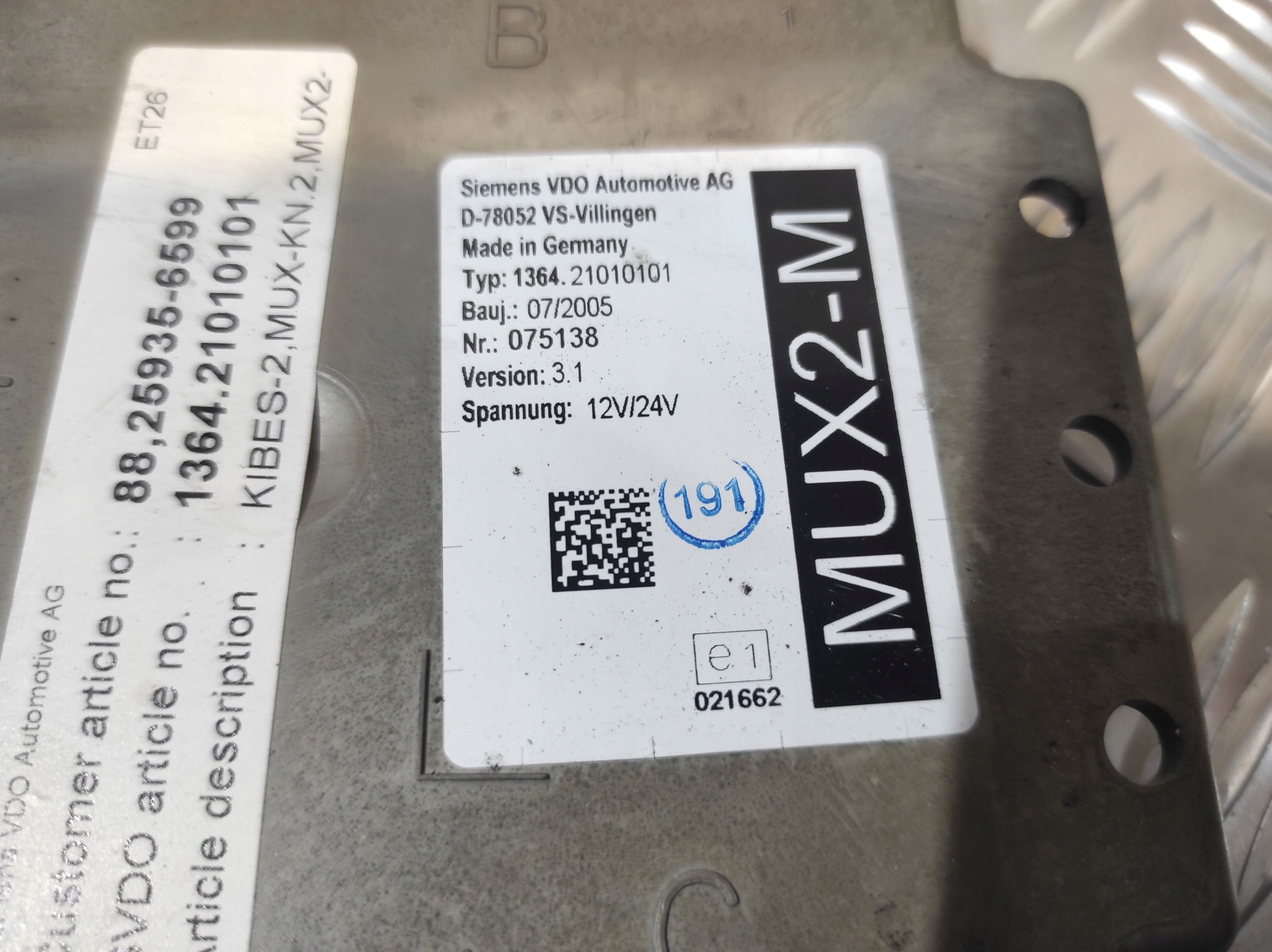 control unit MUX2-M 1364.21010101 SIEMENS VDO D-78052 NR.069701