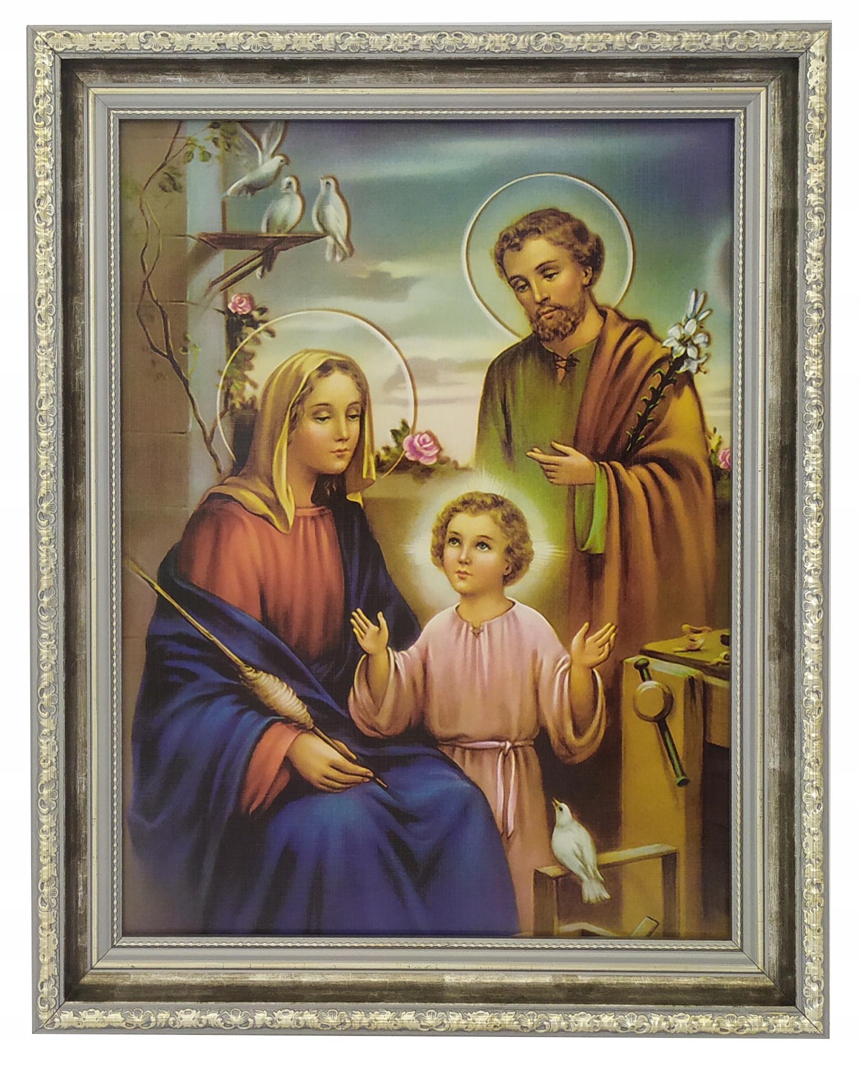 Obrazy Na Ścianę Świętej Rodziny 39X49 Srebr. Rama