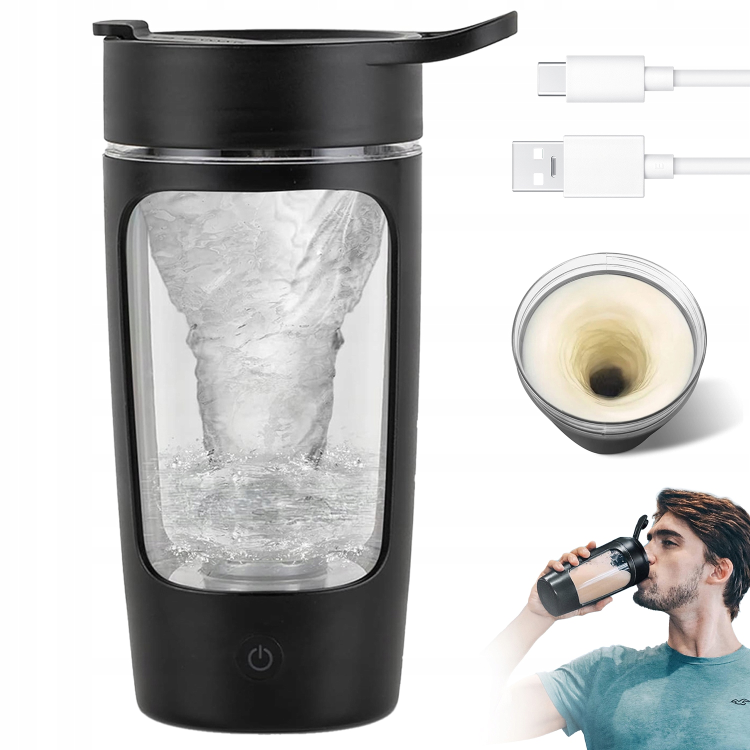 Automatyczny Szejker Do Odżywek Shaker Elektryczny Przenośny 650ML 1200MAH