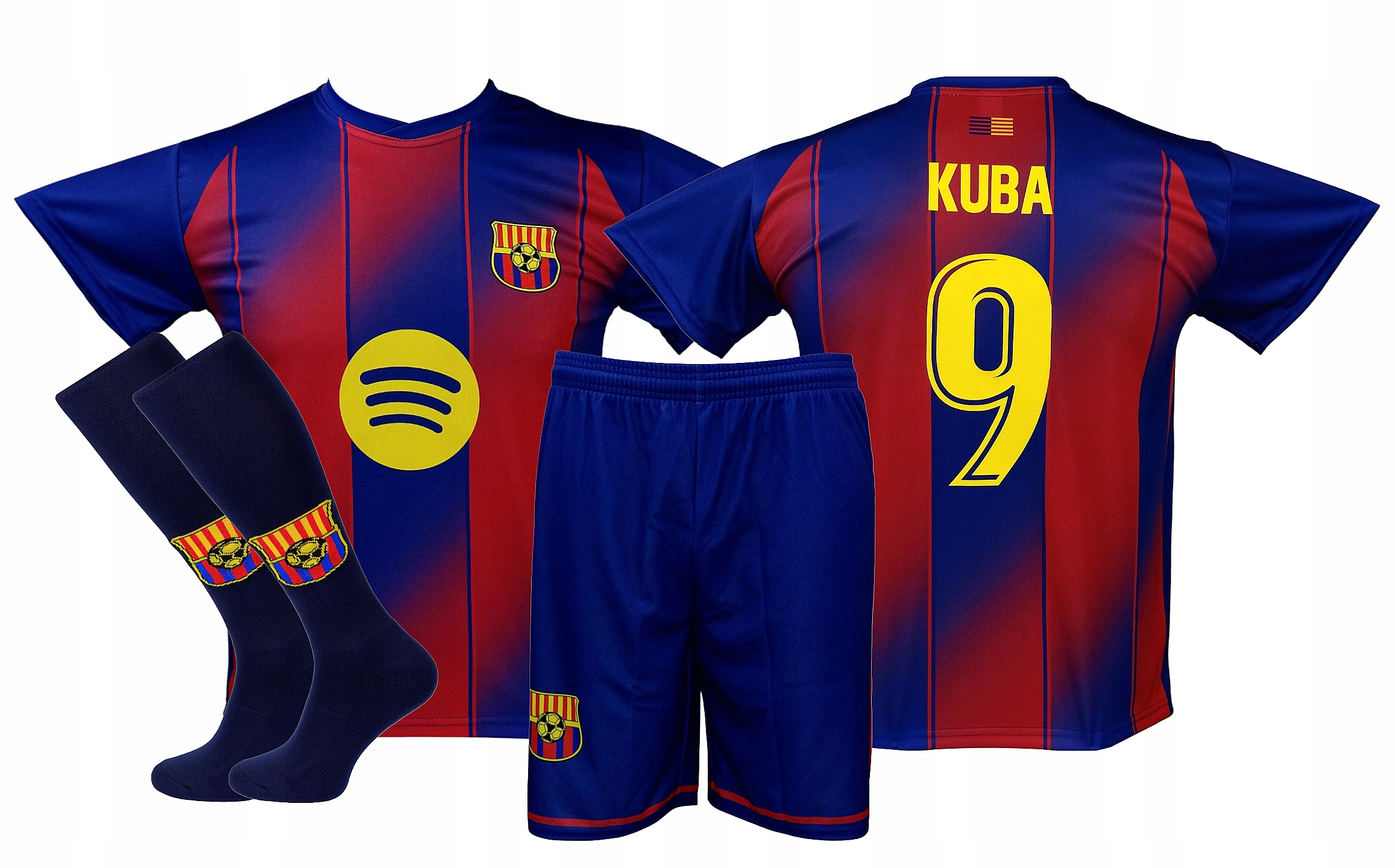 Lewandowski lub Nadruk Barcelona strój koszulka spodenki getry roz. 116