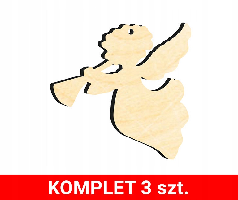 OZDOBY ŚWIĄTECZNE CHOINKOWE DREWNIANE Z21 3 szt. Motyw Aniołek