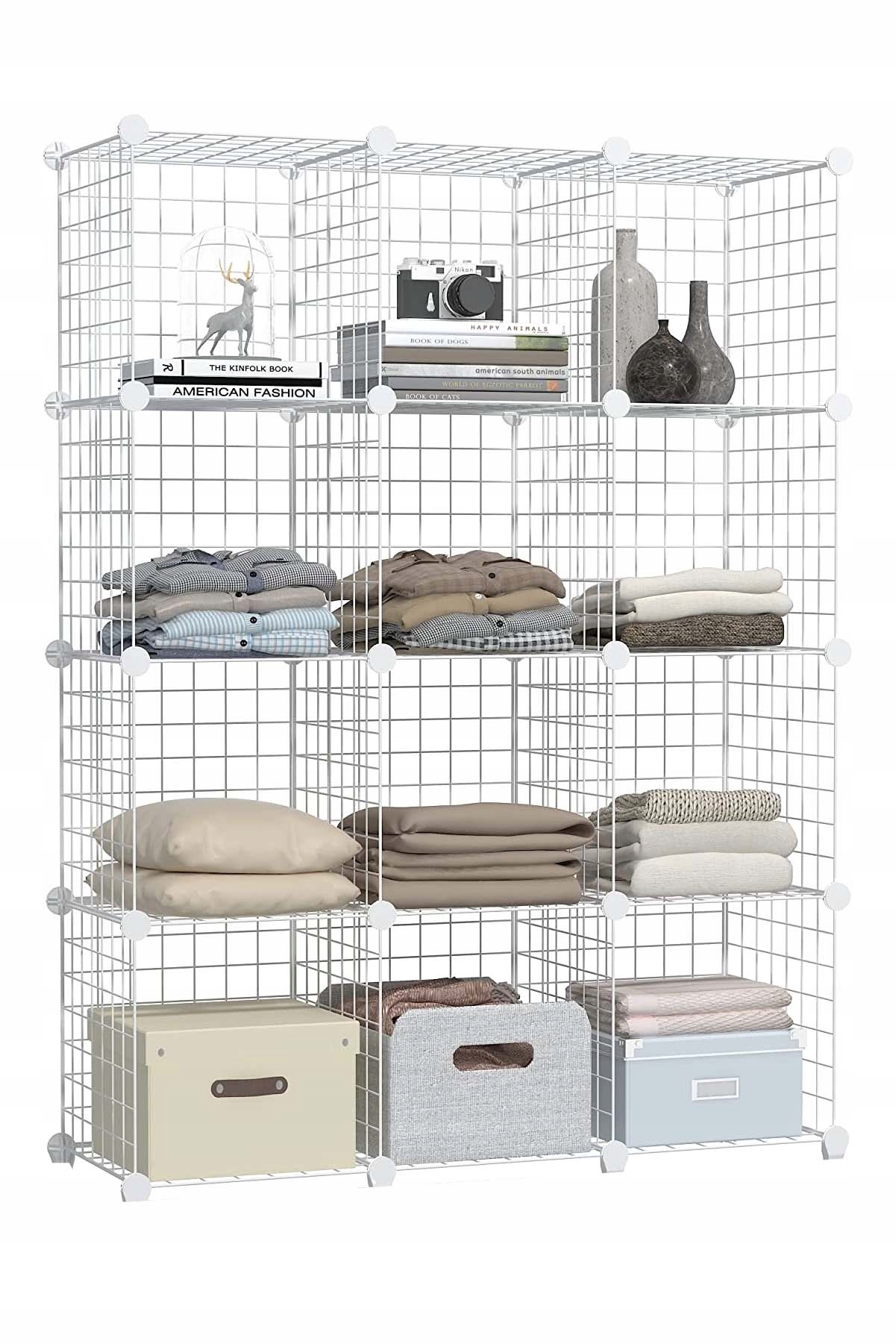 Modulárny regál kovový biely 12 políc 33 x 33 cm – Organizér Skriňa