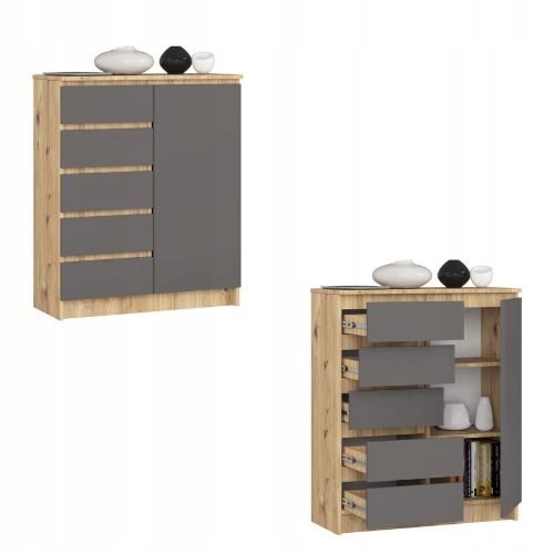 Komoda, skrinka K80 1D 5SZ artisan/grafit Akd