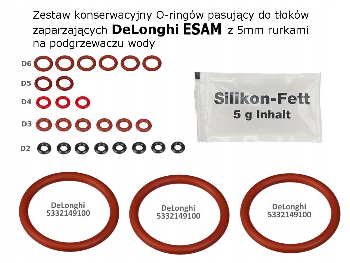 DeLonghi modele ESAM zestaw o-ringów
