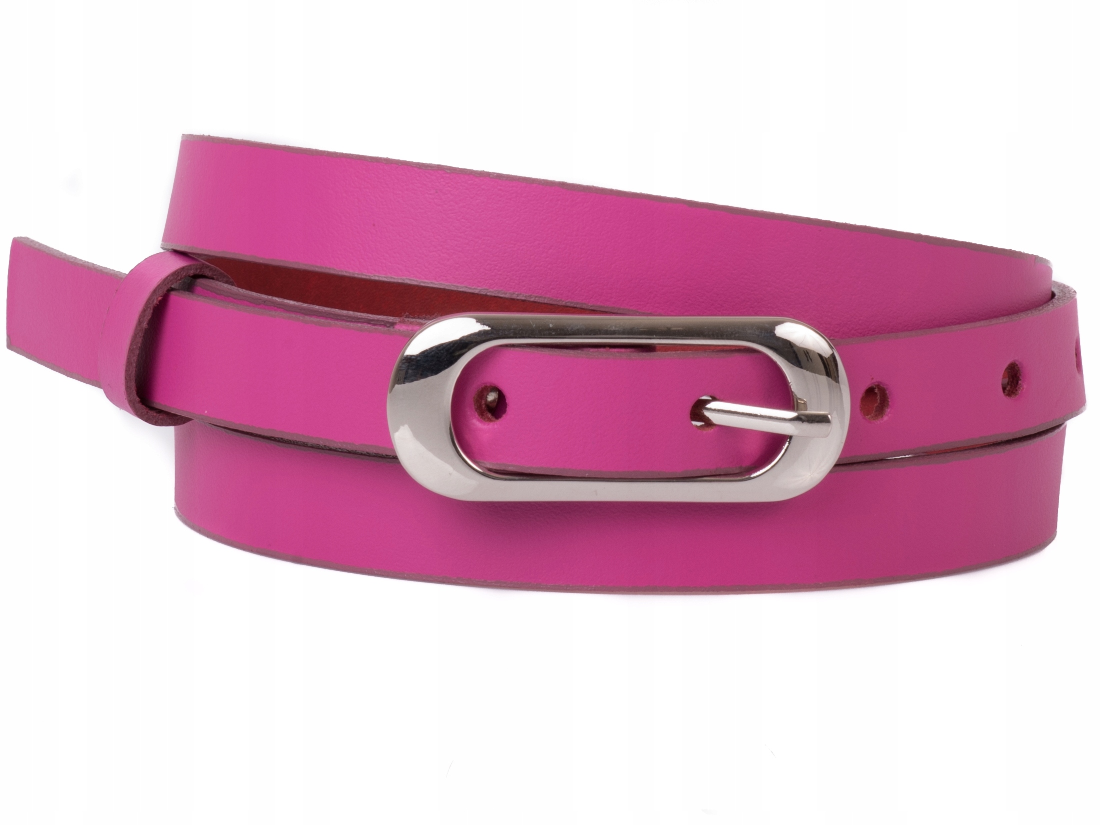 

Damski Skórzany pasek 1,5cm Różowy |85obw