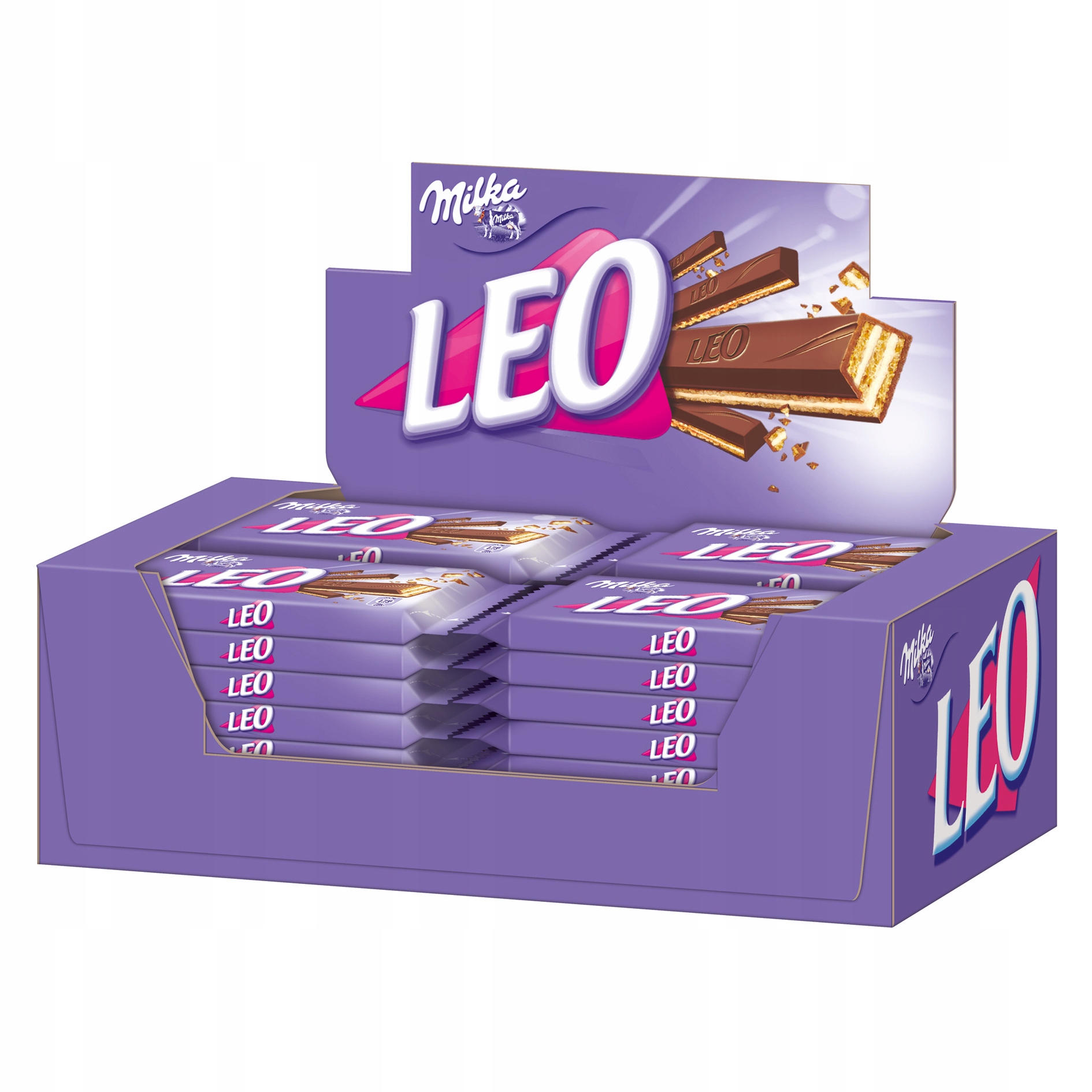 Milka Leo Wafelki w Czekoladzie Mlecznej Baton 33,3g x 32 szt De