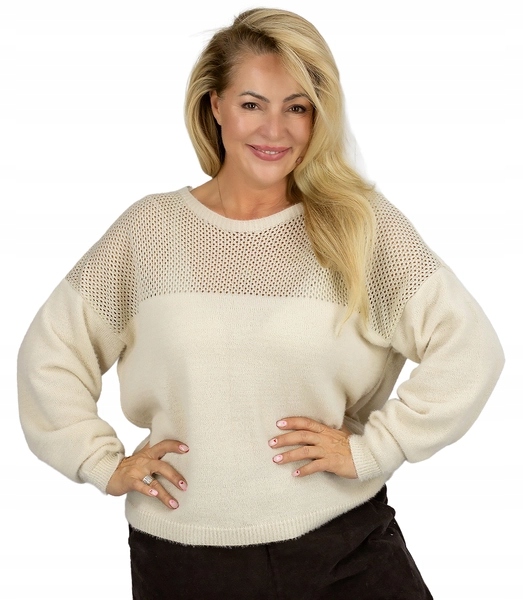 Svetr a'la alpaka s ažurovými vložkami Modny unisize