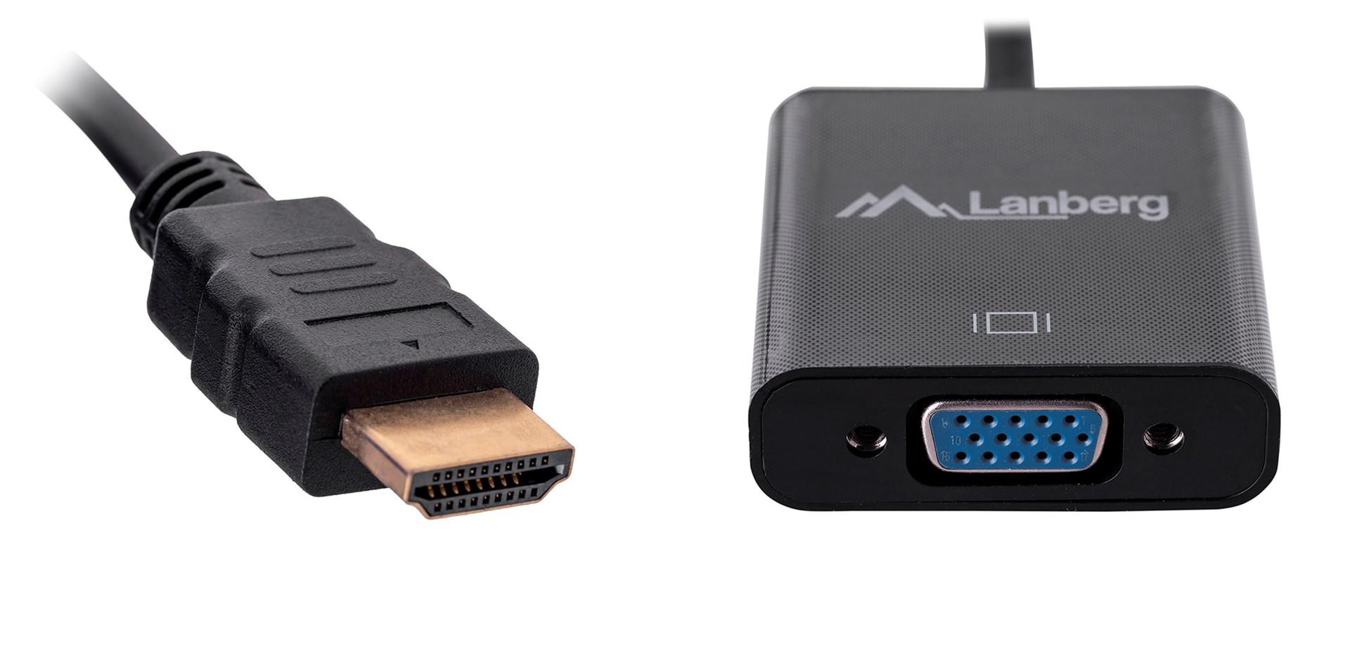 Adapter Lanberg AD-0017-BK Hdmi M D-Sub Vga F 0,20m kolor czarny