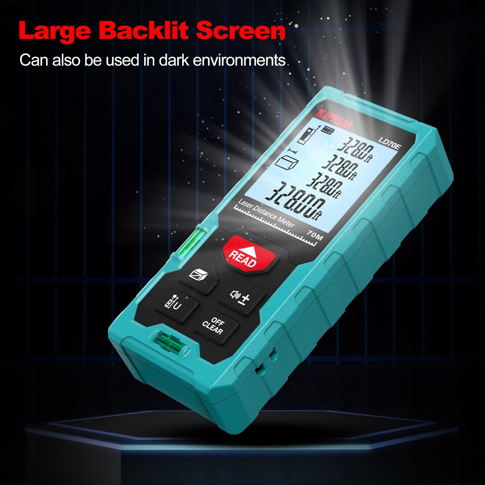 KIPRIM Laserowy Dalmierz 70m Wysoka Dokładność LCD ft/m/in Kompaktowy — miniatura 7