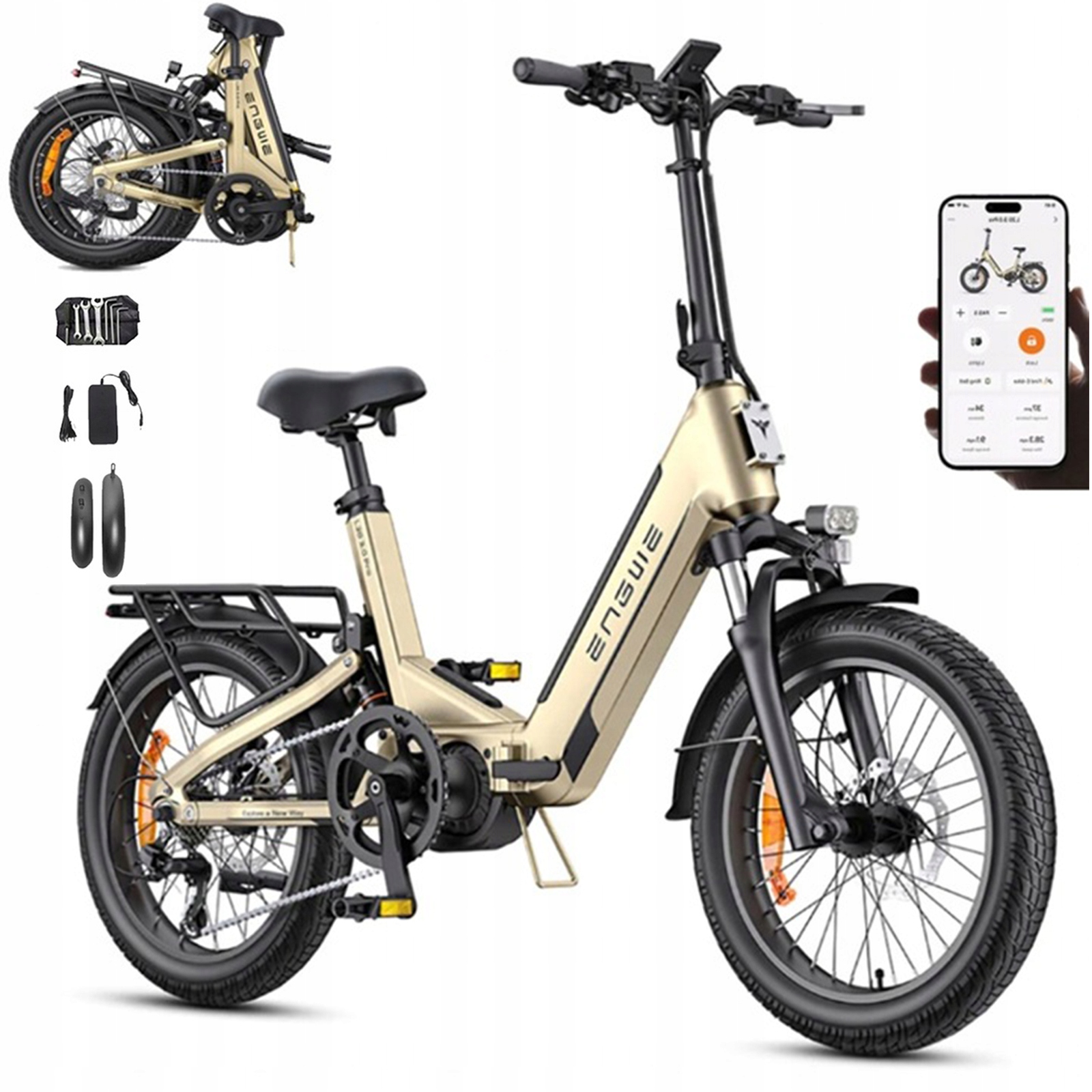 Rower Elektryczny Engwe L20 3.0 Pro 48V 15Ah 250W 160km 20*3"Fat Tire cityebike