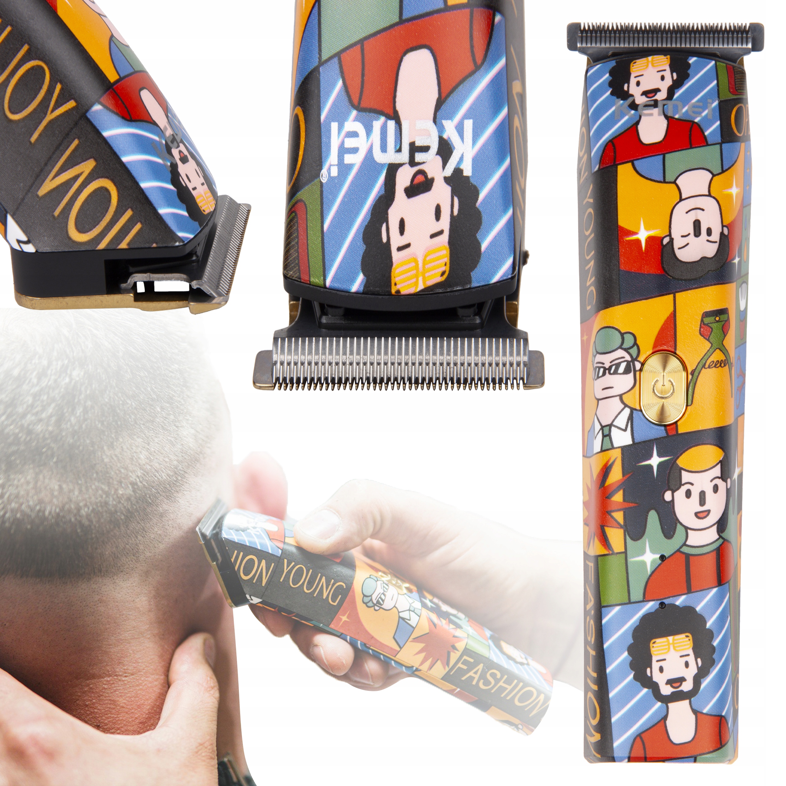 MASZYNKA TRYMER DO WŁOSÓW BRODY KEMEI BARBER USB