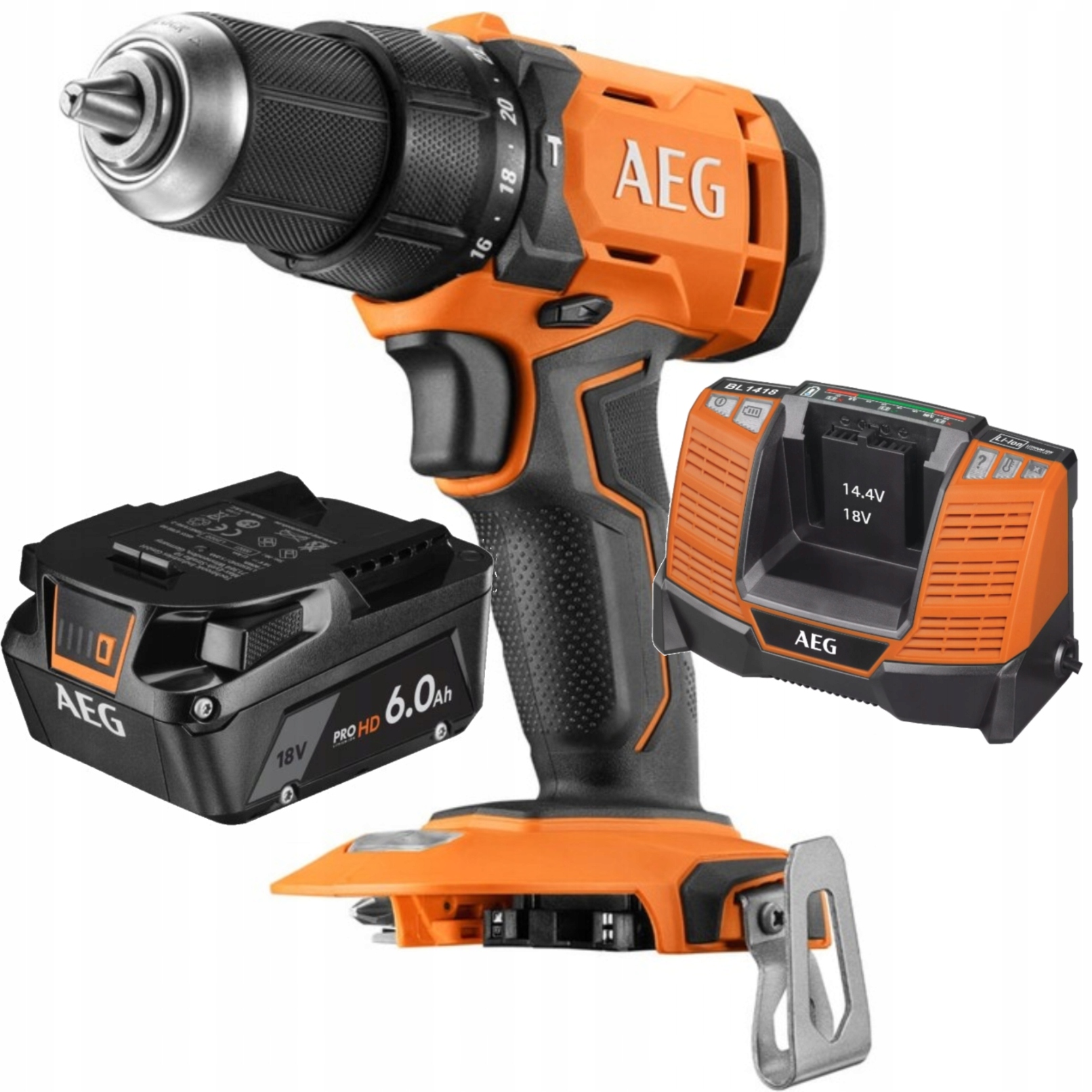 Aeg aku vrtačka 60 Nm 18 V nabíječka BL1418 Akumulátor 6.0 Ah