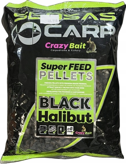 Pellet Feed Black Halibut 8mm 700g Sensas