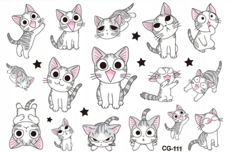 

Tatuaż naklejki Kotki Cat Kot animowane dla dzieci