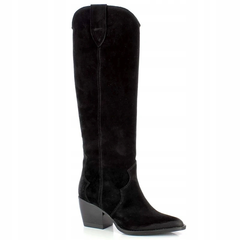 Carinii B5296 Kozačky Kovbojské Boty Černá Nubuková Kůže 37