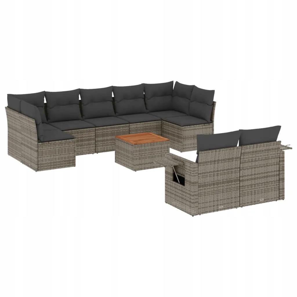 Set zahradního nábytku technorattan vidaXL šedý 10 el.